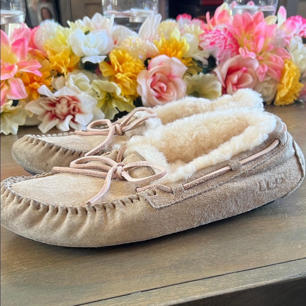 UGG Women's Suede Shearling Moccasins - Blush - Picture 6 of 7